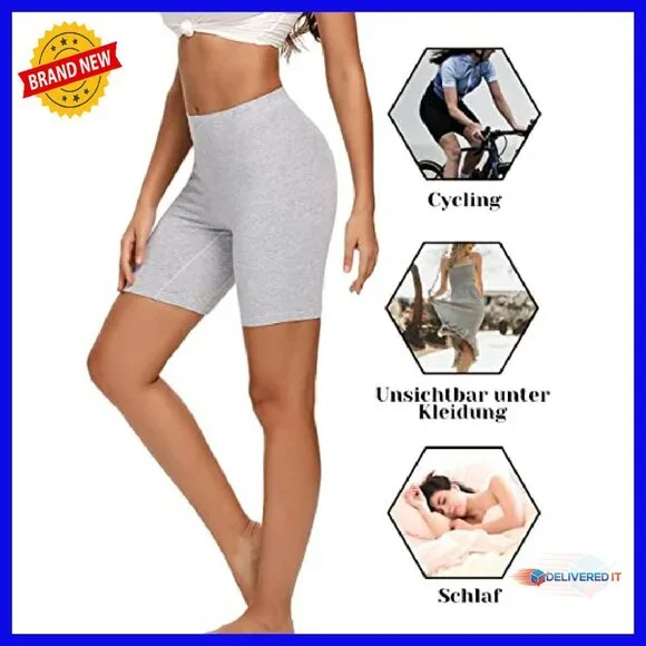 Cotton Boxer Shorts 8 Inseam Anti-Chafing Workout Bike Shorts
